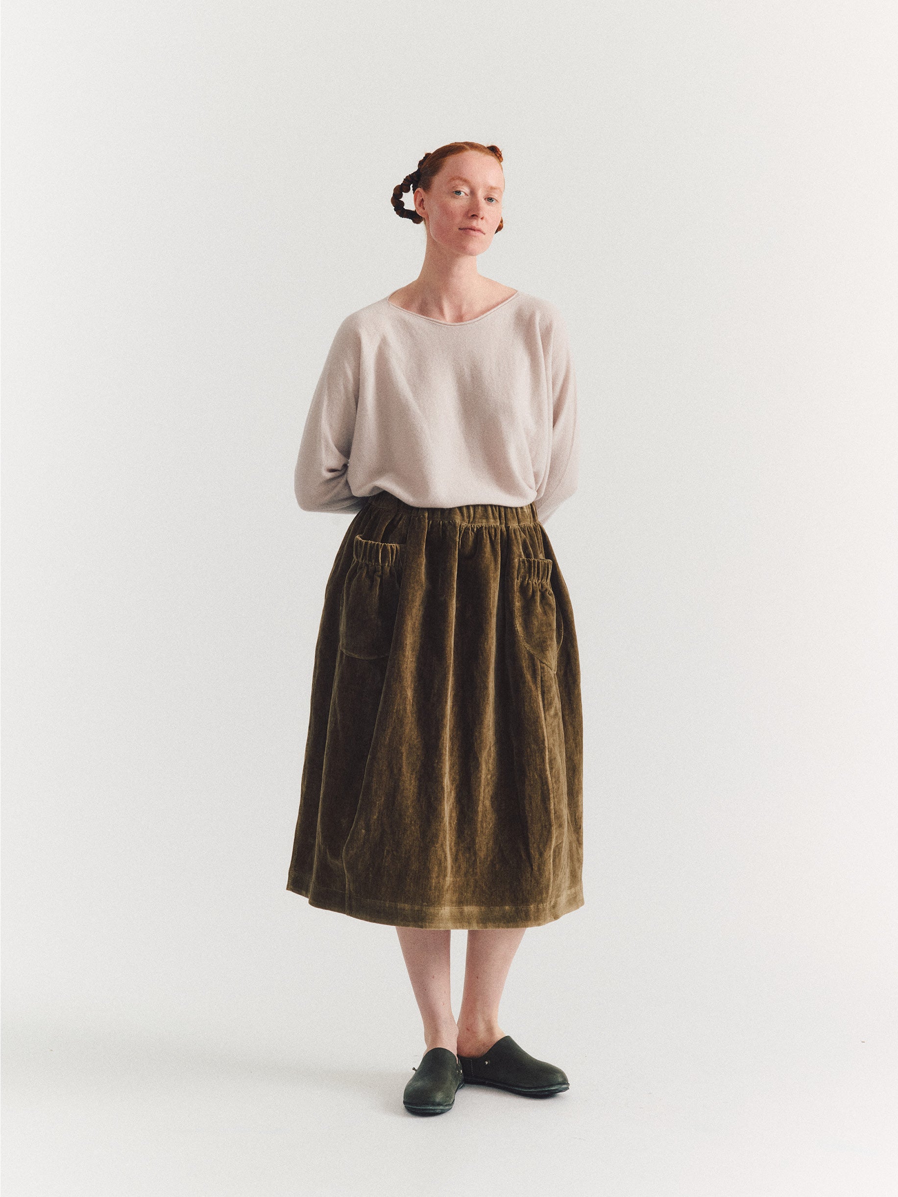 GHOST SKIRT - MID VELVET - TAUPE
