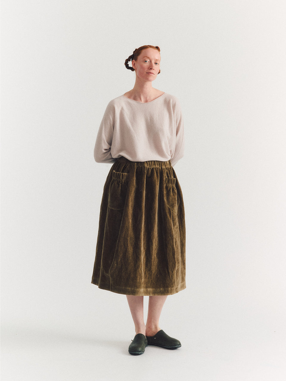 GHOST SKIRT - MID VELVET - TAUPE