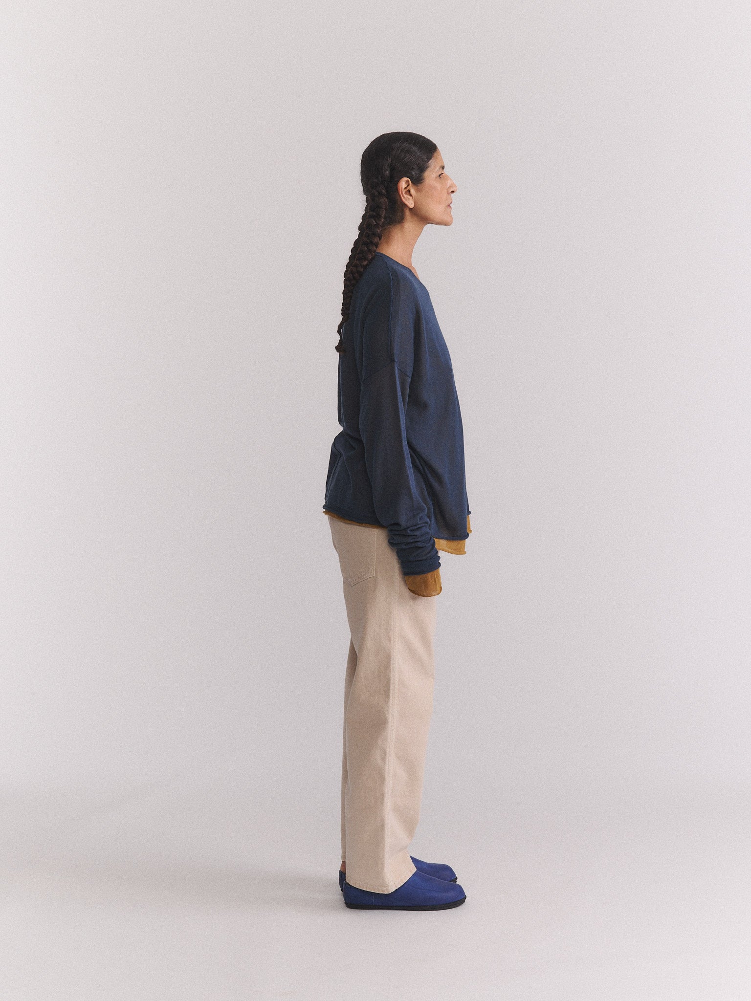 PULL - DOUBLE ULTRA LÉGER - BLEU/CUMIN