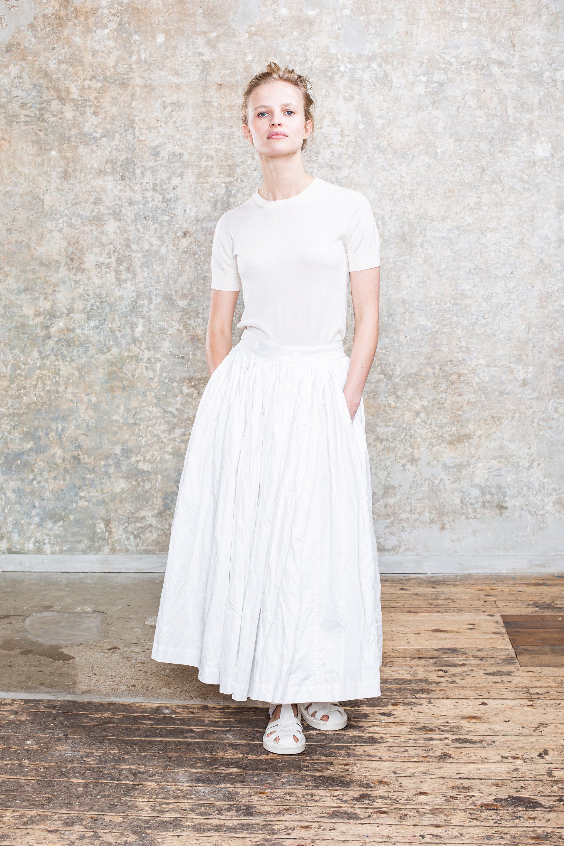 PORTE FEUILLE SKIRT-TWILL - WHITE