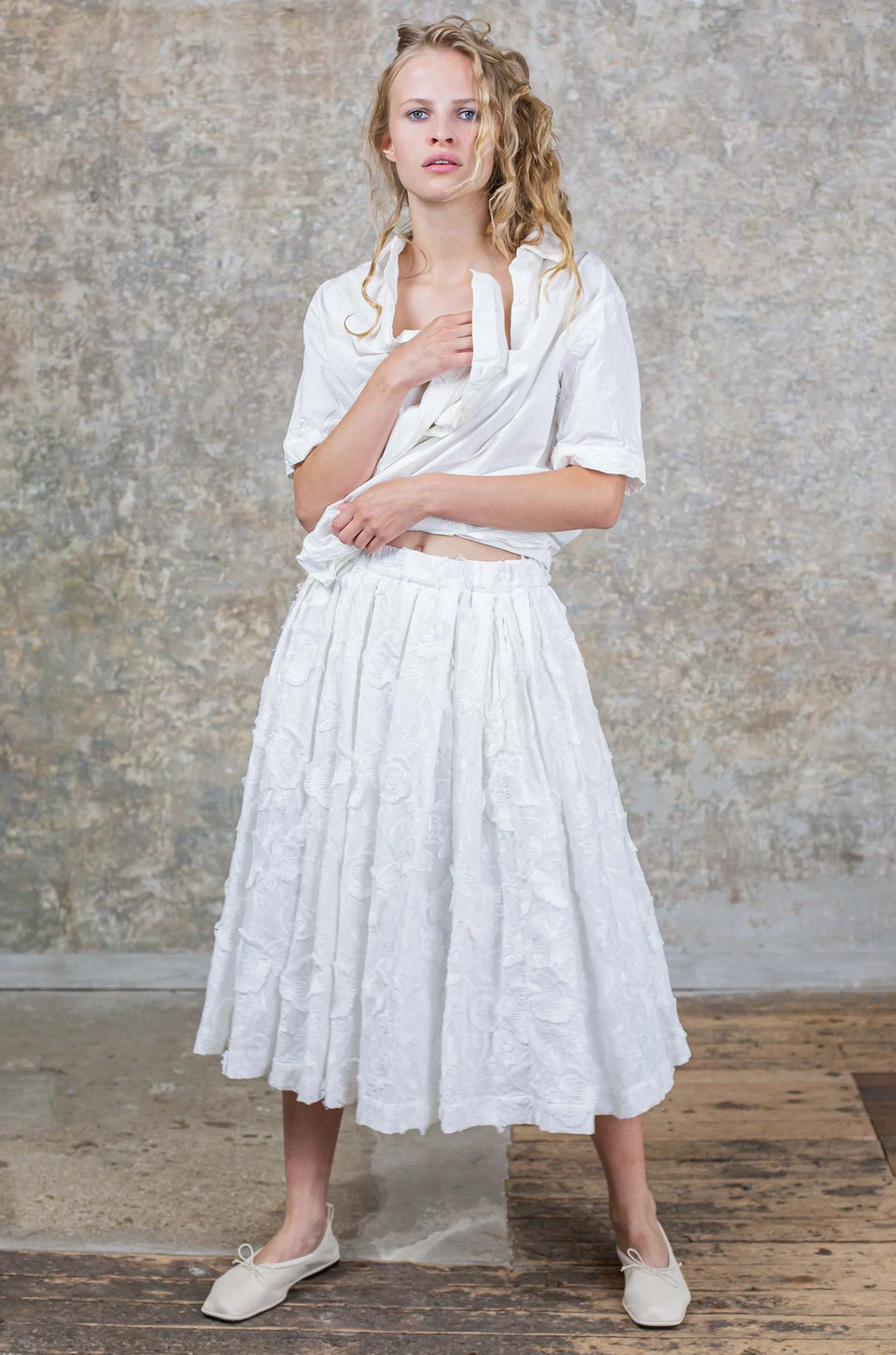DOUBLE RIDEAUX SKIRT - STIB - OFF WHITE